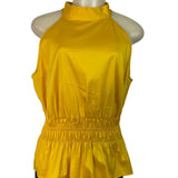 White House Black Market Yellow Sleeveless Halter Top W Keyhole Back Sz 14 - New