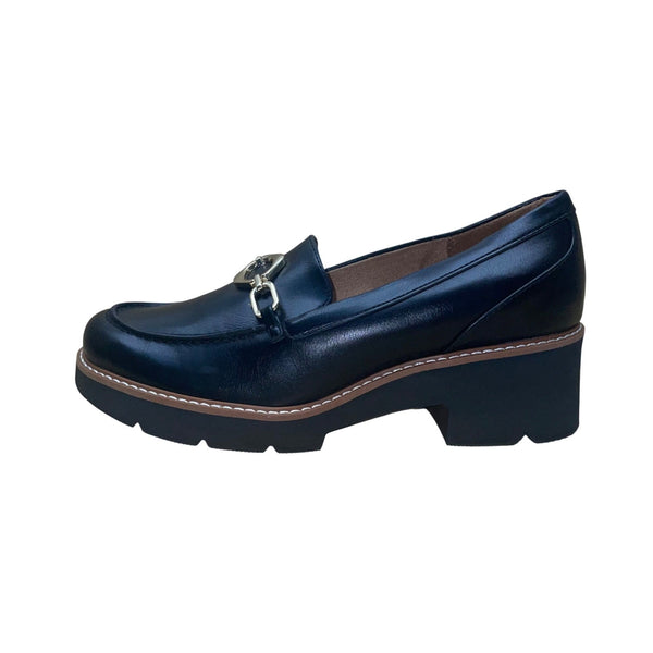 Naturalizer Women’s Black Leather Loafers Slip-On Heeled Semiformal Shoes Sz 7.5