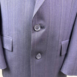 Christian Mens Navy Virgin Wool Pinstripe Suit Jacket & Pants Two Piece Set