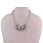 Mesh Chain Necklace With 3-Tone Metallic Beaded Accents Silver & Gold Tone