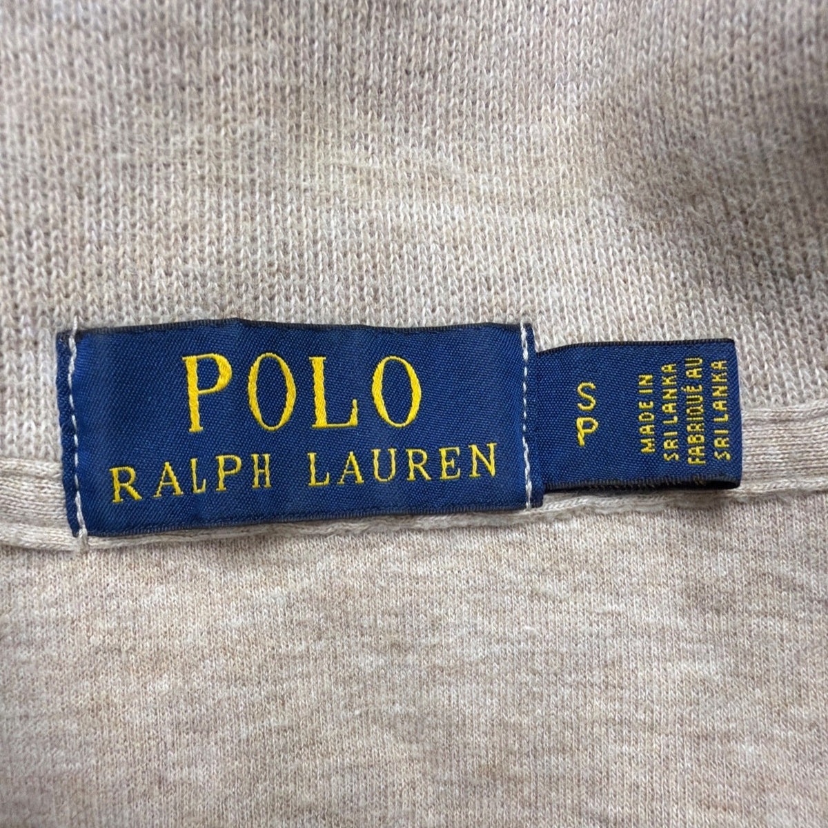 Polo Ralph Lauren Mens Beige Cotton 1/4 Zip Pullover Sweater Size S