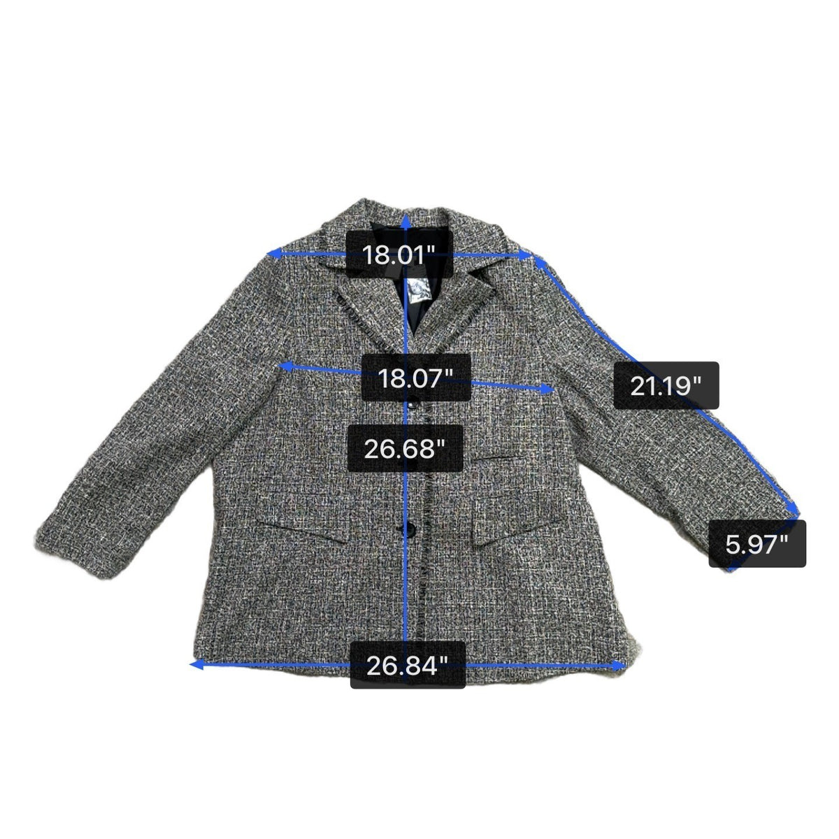 Ulla Popken Womens Black/Grey Tweed Jacket Relaxed Fit Size 16/18