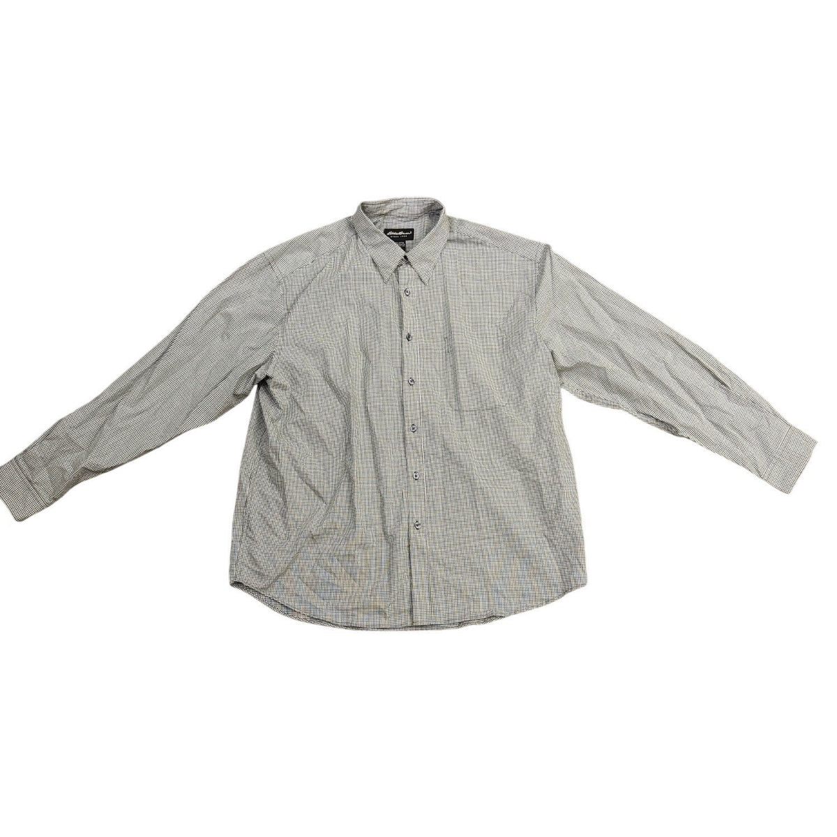 Eddie Bauer Mens Green Plaid Cotton Button-Up Shirt Casual Long Sleeve Size XL