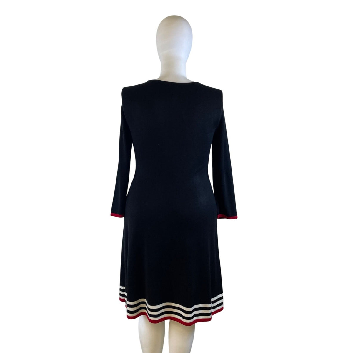 JH Women's Black Striped Hem A-Line Dress 3/4 Sleeve Sz XL - New