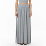 Doublju Womens Blue Polyester/Spandex Maxi Skirt Flowy Stretch Design Size 1X