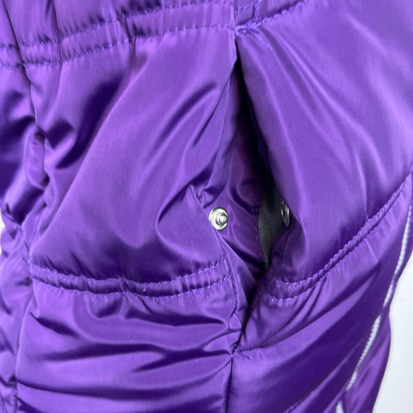 Calvin Klein Womens Purple Puffer Jacket With Faux Fur Hood & Side Pockets Sz S