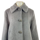 Purificacion Garcia Women's Gray Alpaca Long Buttoned Coat With Pockets Sz 42