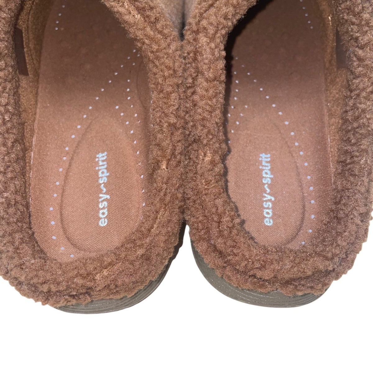 Easy Spirit Women’s Brown Faux Fur Lined Mule Slippers Size 11M