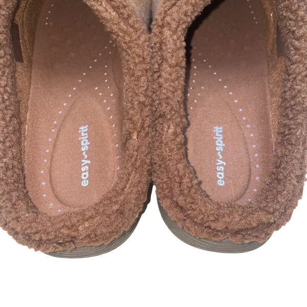 Easy Spirit Women’s Brown Faux Fur Lined Mule Slippers Size 11M