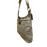 Coach Women’s Gold Signature Jacquard Leather Trim Adjustable Strap Shoulder Bag