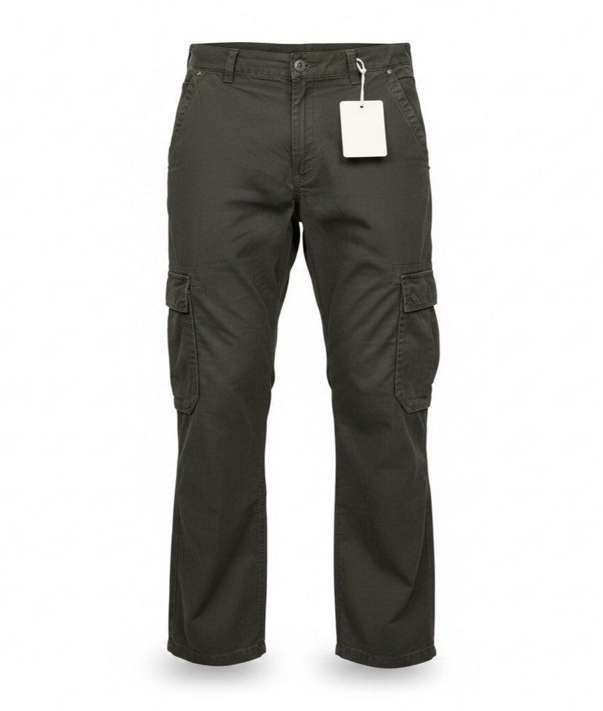Worn-In Mens Black Cotton Cargo Pants Relaxed Fit Durable With Pockets Size 40