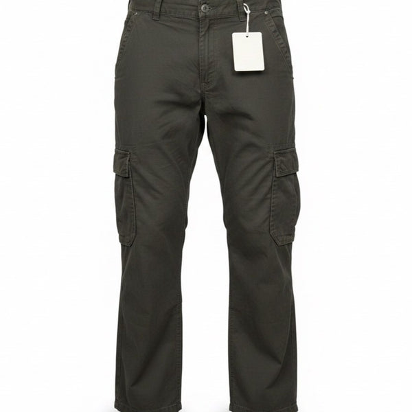 Worn-In Mens Black Cotton Cargo Pants Relaxed Fit Durable With Pockets Size 40
