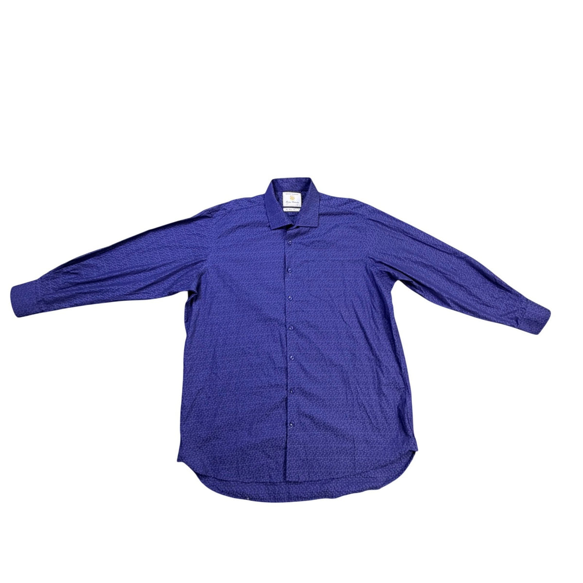 Brook Taverner Mens Navy Cotton Classic Fit Dress Shirt 18" Collar 35" Sleeve