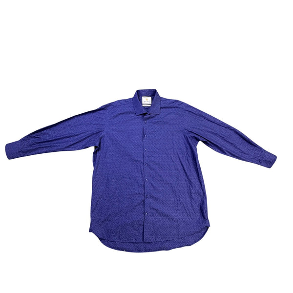 Brook Taverner Mens Navy Cotton Classic Fit Dress Shirt 18" Collar 35" Sleeve