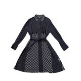 DKNY Womens Navy Polka Dot Silk-Blend Shirt Dress With Belt Size M