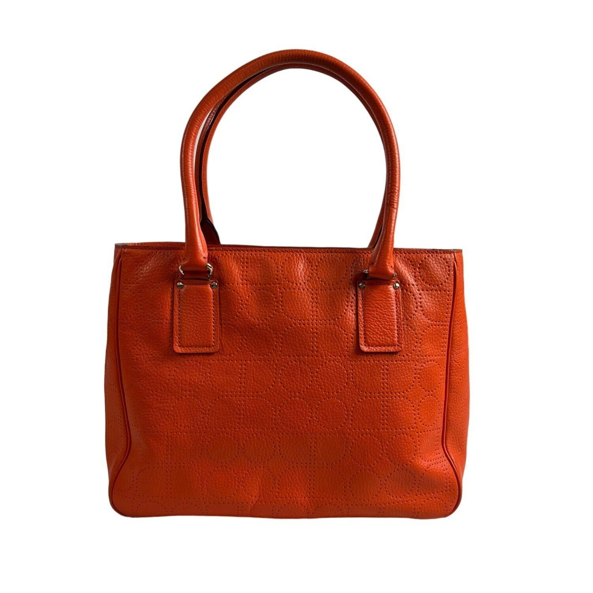 Kate Spade NY Women's Bright Orange Circle Perforated Design Shoulder Bag Sz M