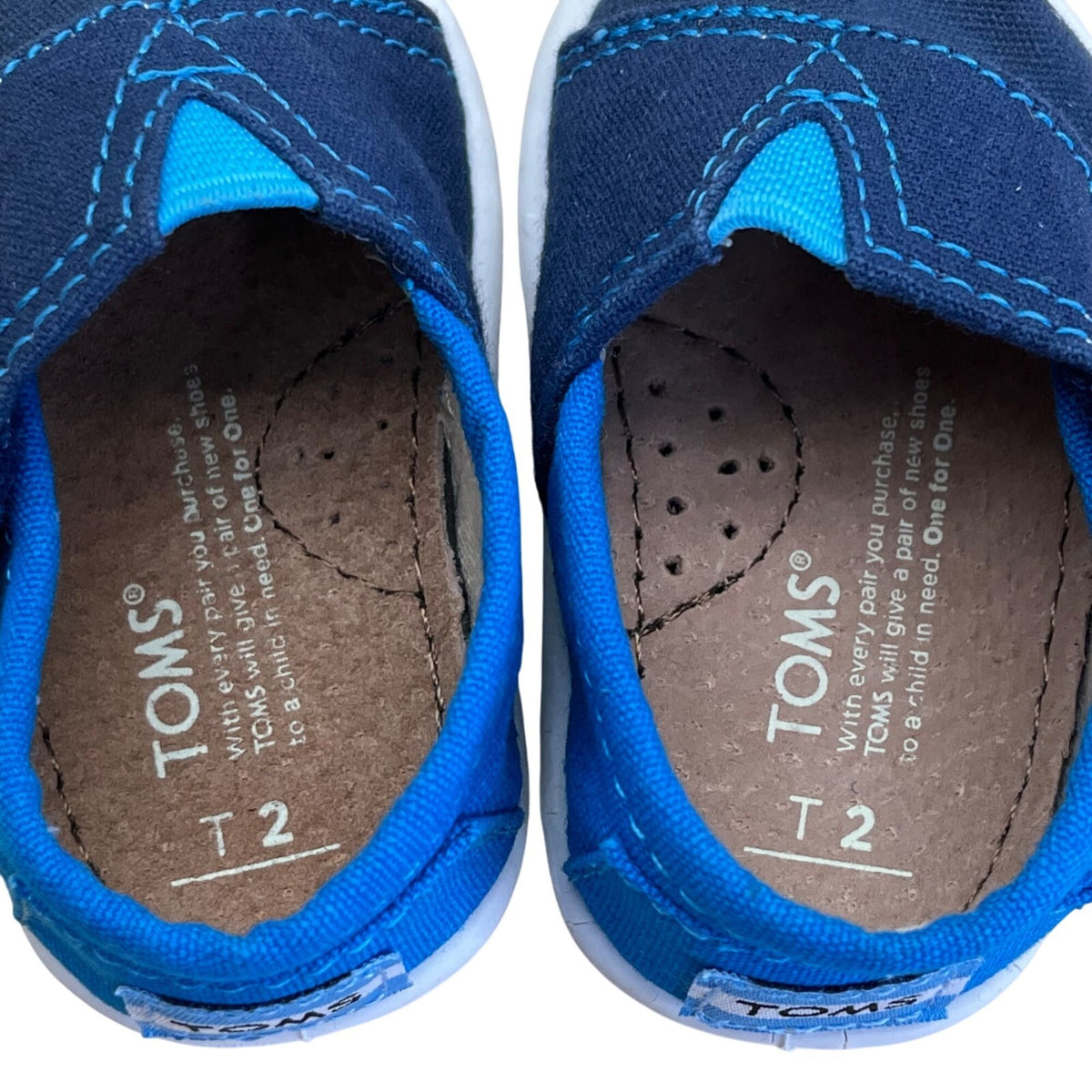 Toms Baby Navy & Blue Canvas Lightweight Slip-On Alpargata Shoes Sz T2