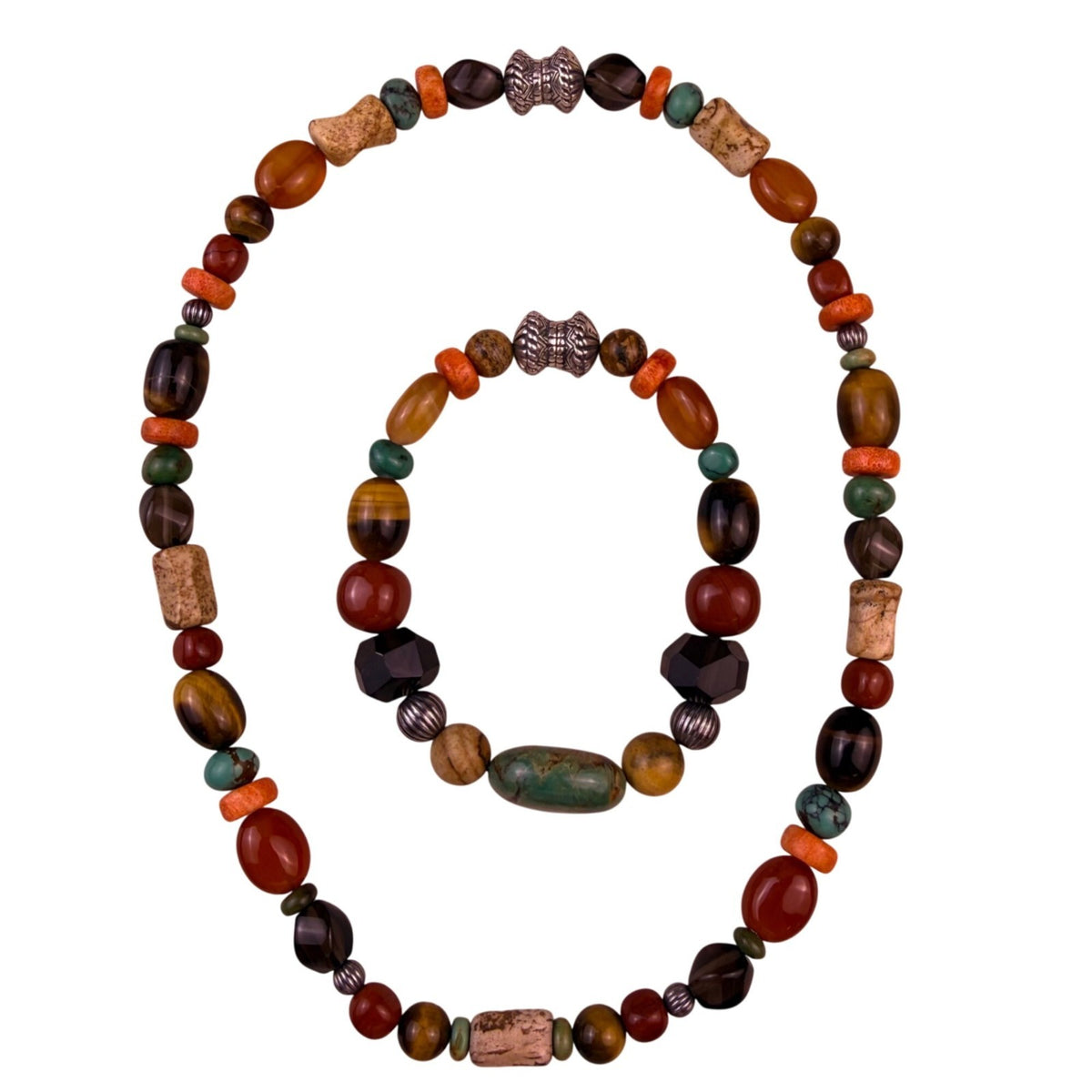 Sincerely Southwest Womens Multi-Color Natural Stone Necklace & Bracelet Set