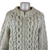 Vintage Andion Women's Cream Wool Knit Sweater Cardigan Open Front Pockets