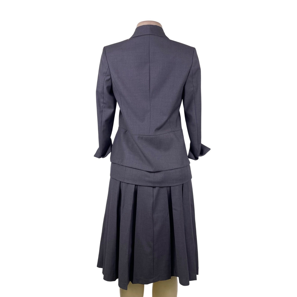 Yaly Couture Womens Gray Blazer & Pleated Skirt Suit Two-Piece Formal Set