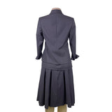 Yaly Couture Womens Gray Blazer & Pleated Skirt Suit Two-Piece Formal Set