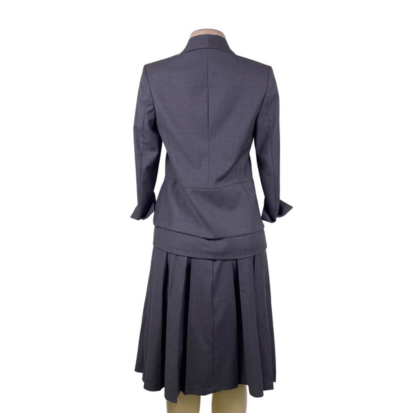 Yaly Couture Womens Gray Blazer & Pleated Skirt Suit Two-Piece Formal Set