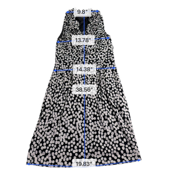 Just Taylor Womens Black & White Sleeveless Polka Dot Ruffle Neck Dress Sz 6