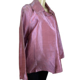 Nina McLemore Metallic Pink Jacket Long Sleeves Wide Collar Hidden Front Women