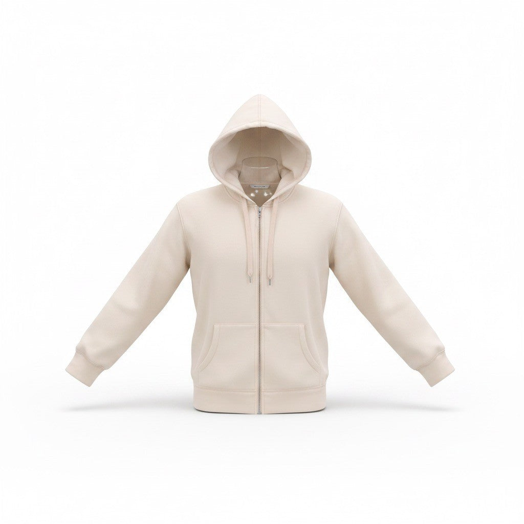 J.Crew Mens Beige  Cotton Hoodie Zip-Up  Casual Lightweight With Pockets Size L