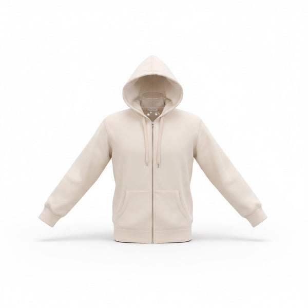 J.Crew Mens Beige  Cotton Hoodie Zip-Up  Casual Lightweight With Pockets Size L