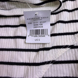 American Eagle Women Black & White Stripe Bodysuit Soft & Sexy Rib Size S