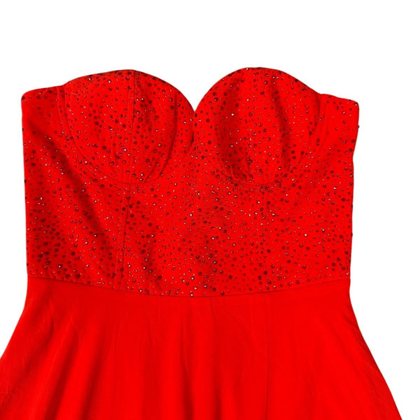 Lulus Womens Red Polyester Strapless Maxi Dress With Sequin Bodice Formal Size M
