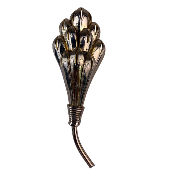 Vintage Womens Gold Tone Various Metal Decorative Brooch Floral Design