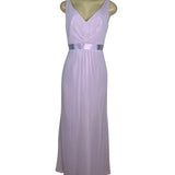 Davids Bridal Lilac V-Neck Ruffle Back Maxi Dress With Satin Waistband Size 6