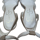 Jessica Simpson Womens Clear/Tan Adjustable Strap Stiletto JP-Davia Heels 7M