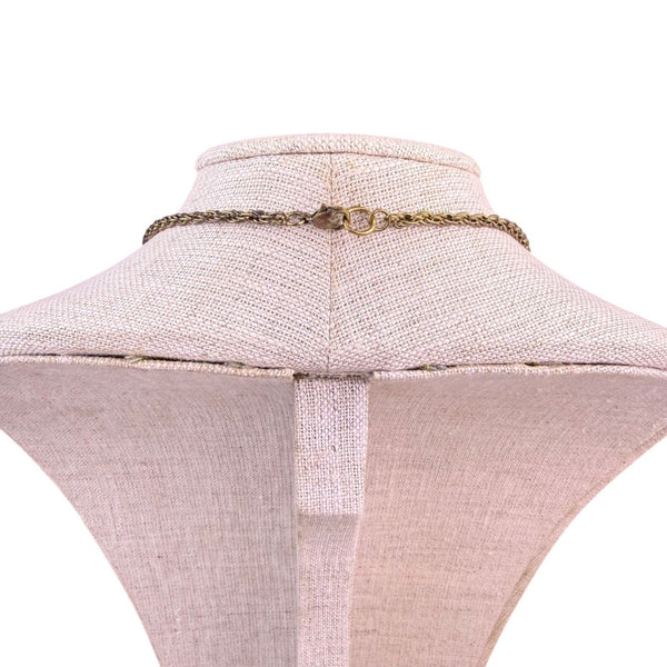 Gold Tone Women’s Beaded Fringe Statement Necklace With Mesh Bib