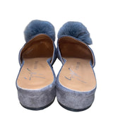 Giuseppe Zanotti Women’s Gray Faux Suede Pom-Pom Almond Toe Slip-On Mules Size 9