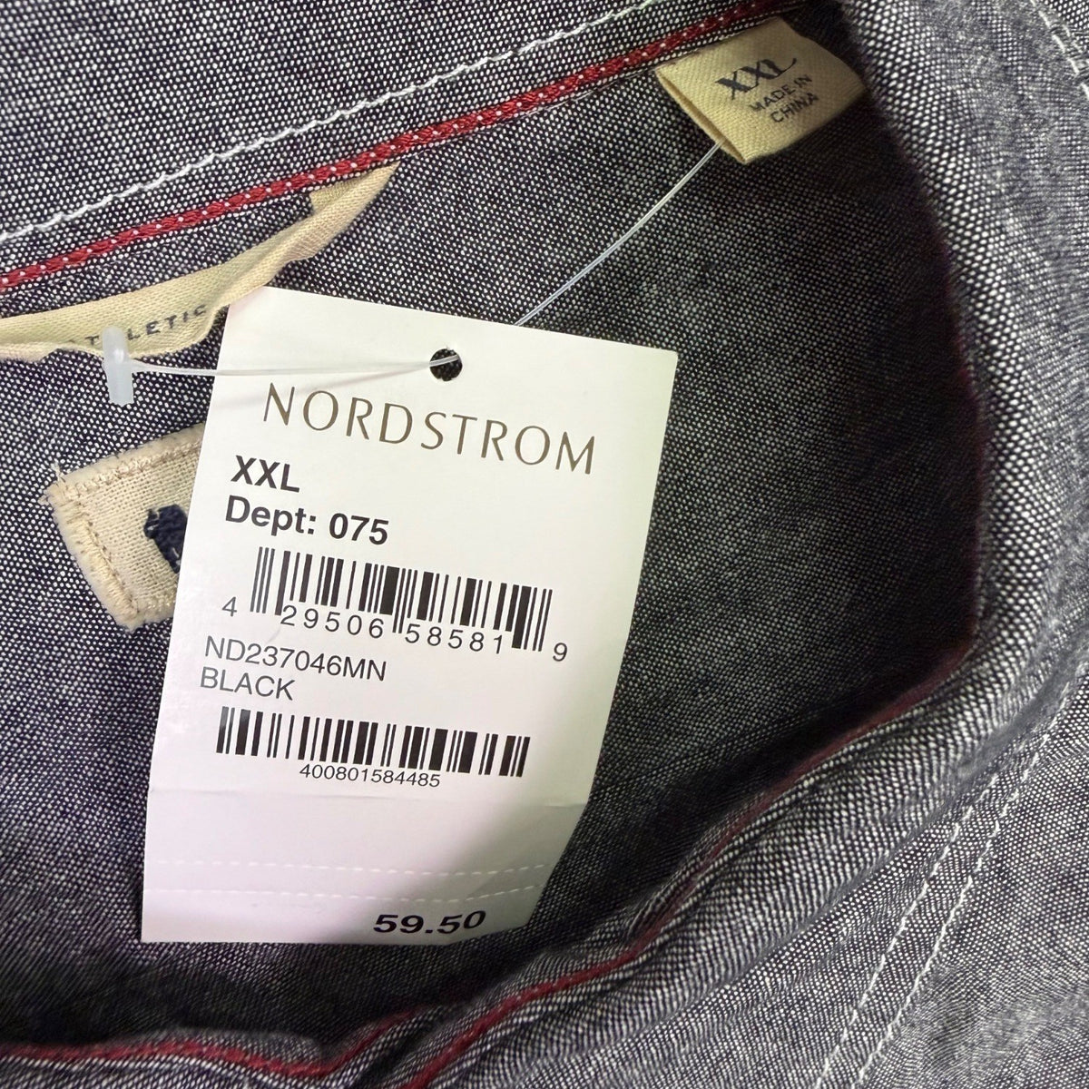 Nordstrom Mens Black Button-Up Long-Sleeve Shirt Casual Slim Fit  Sz XXL