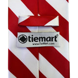 Tiemart Mens Red & White Striped Polyester Handmade Necktie 58 Inches Long