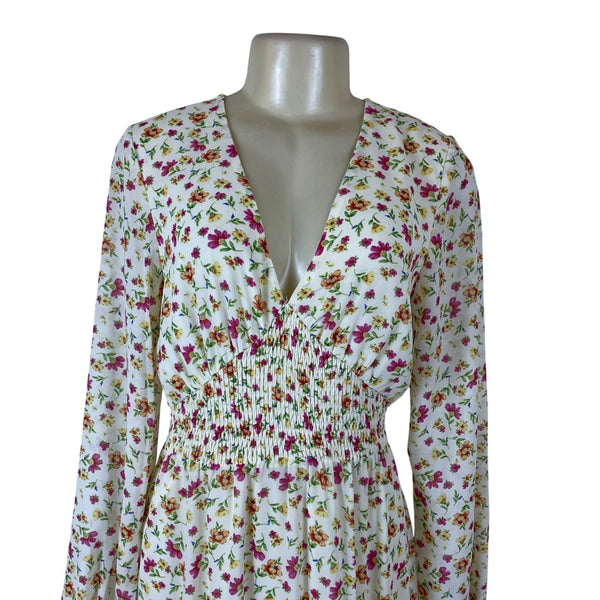 Lost + Wander Women’s White Floral Maxi Dress With Long Sleeves Size S - New