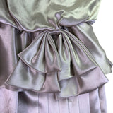 Jamie Womens Champagne Satin Pleated Dress With Bow Detail & Cap Sleeves Size M