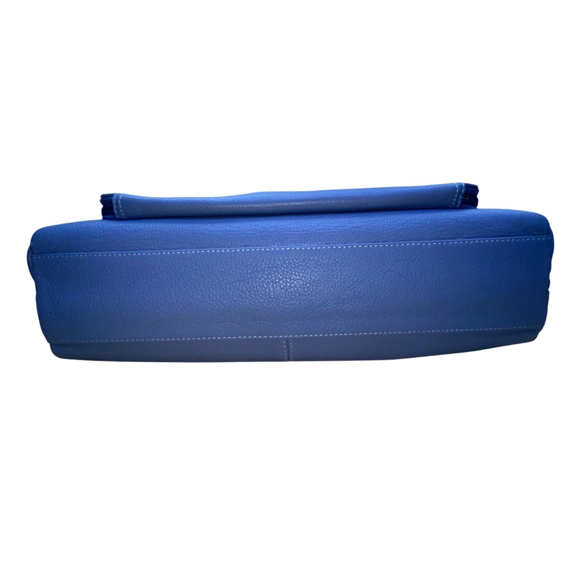 Levenger Women’s Blue Leather Double Handles Front Pocket Shoulder Tote Bag