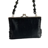 Vintage 90s Bijoux Sterner Women's Black Satin Beaded Sequin Handbag Sz S