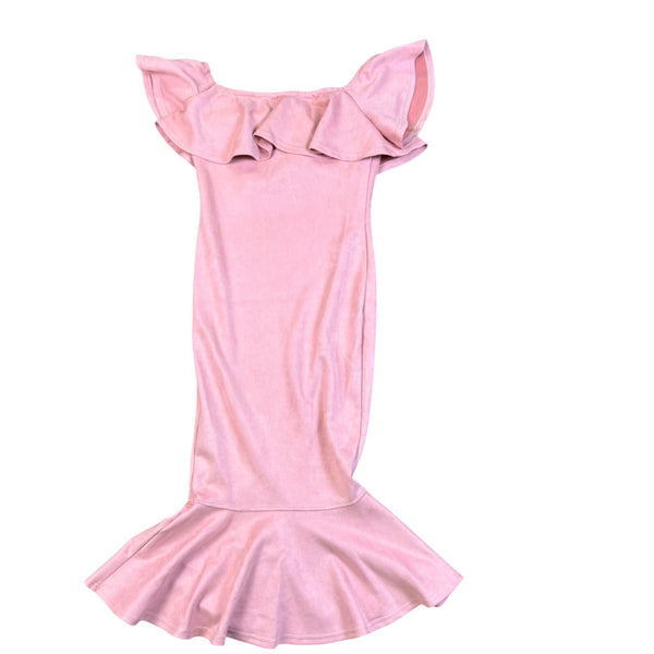 Fashion Nova Womens Pink Off Shoulder Ruffle Cocktail Mermaid Dress Size M