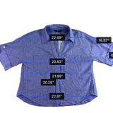Zara Womens Blue Linen-Blend Collared Button-Up Short Sleeve Shirt Size XS