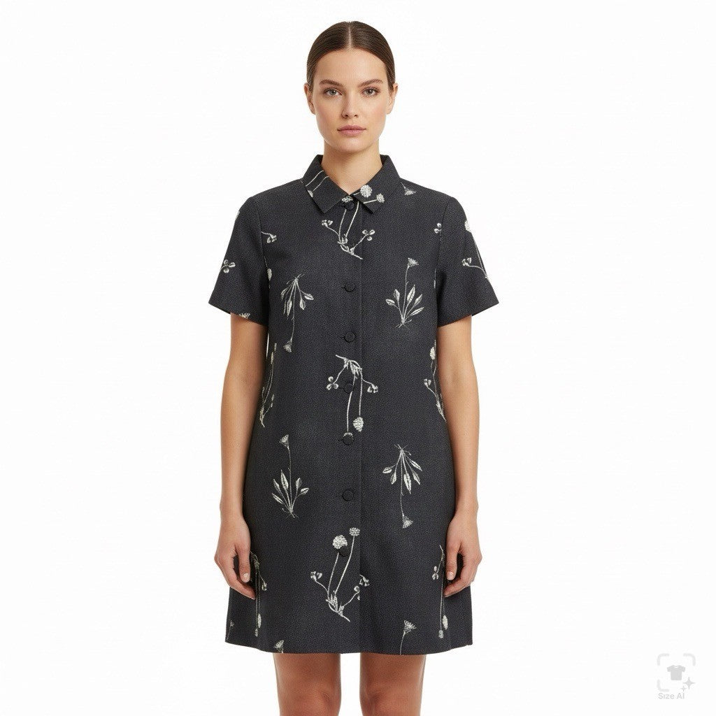 Tuckernuck Womens Black Cotton Meadow Rue Marley Short Sleeve Dress Size L