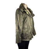 Hilary Radley Women’s Metallic Green Jacket Drawstring Long Sleeves Sz L