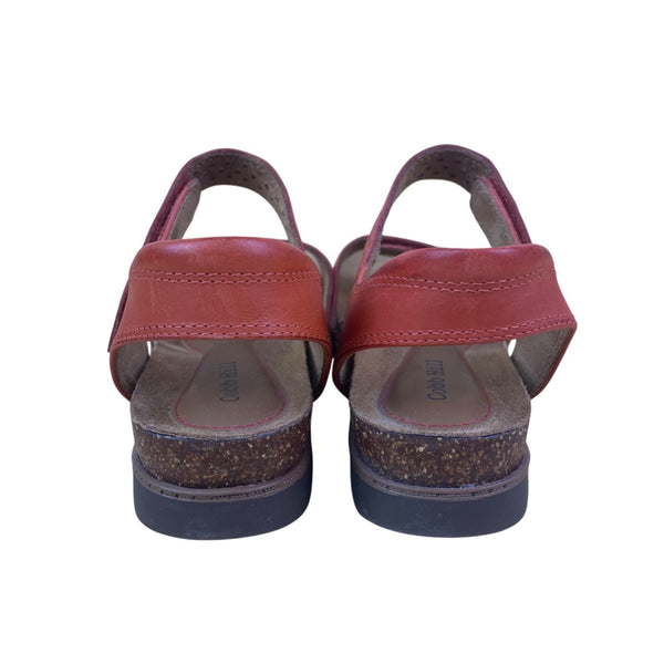 Cobb Hill Women’s Red Leather Cork Sole Adjustable Strap Sandals Size 7US