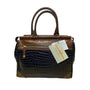 Samantha Brown Women’s Brown & Blue Faux Croc Embossed With Zippered Satchel Bag