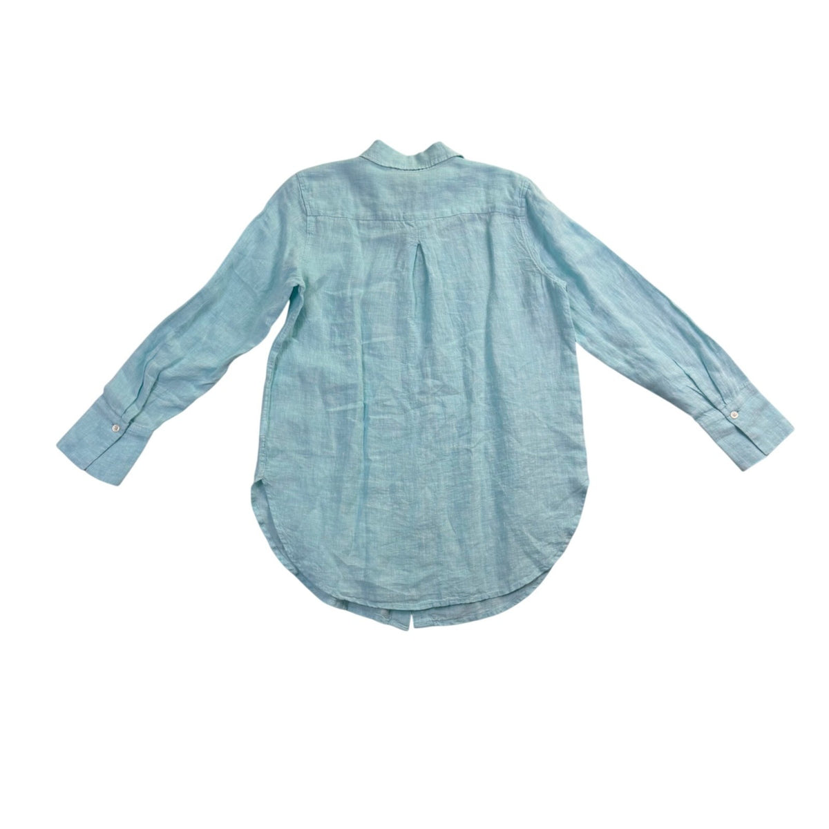 Talbots Women’s Aqua Linen Button-Up Long-Sleeve Shirt Lightweight Casual Size M